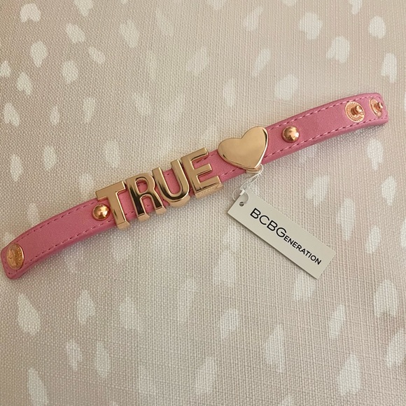 4 for $25 Set of 2! BCBGen  “TRUE💗” Pink and Gold tone Slider Bracelet. NWT! - Picture 3 of 5